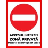 Placuta accesul interzis zona privata obiectiv supravegheat video